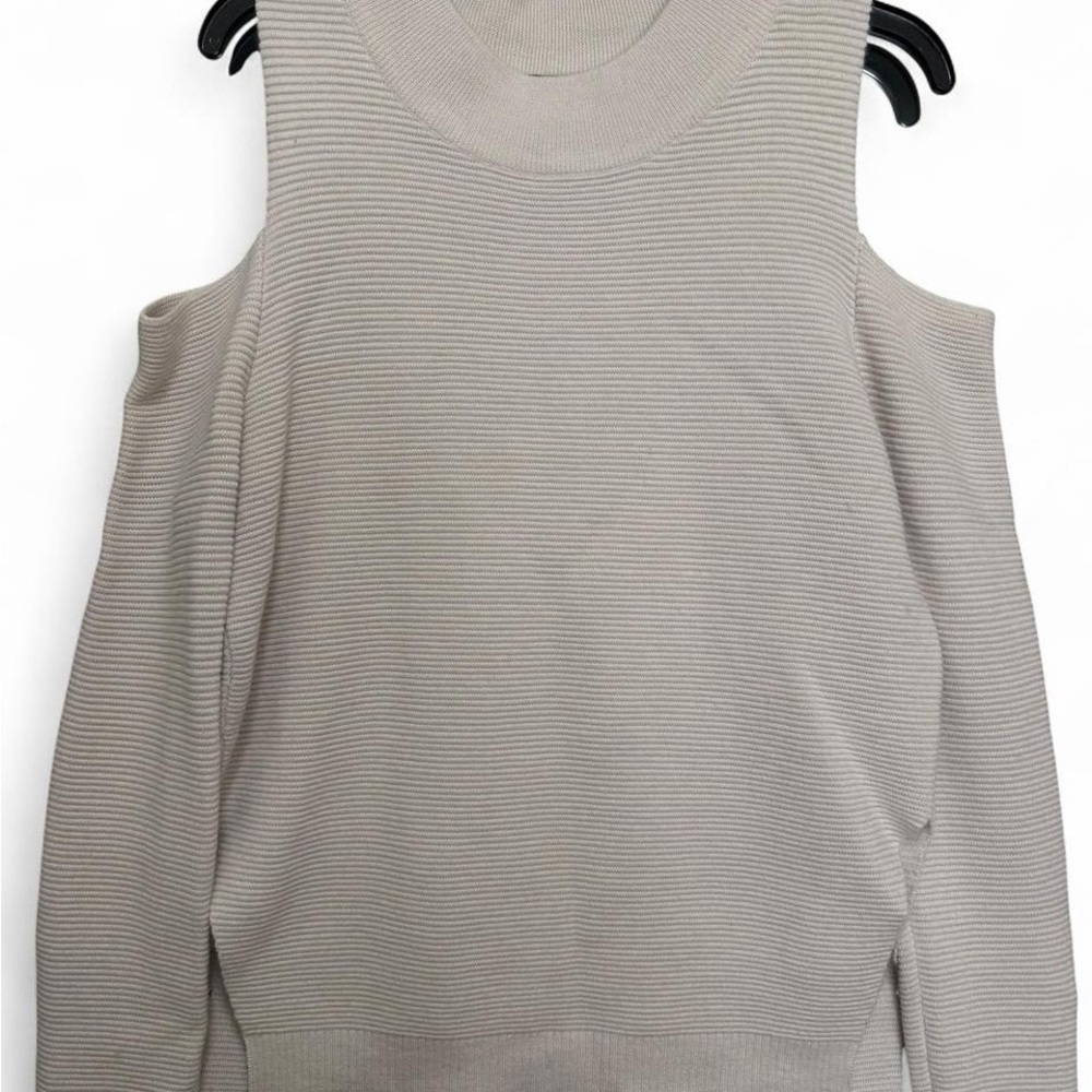 French Connection Cream Ribbed Knit Sweater